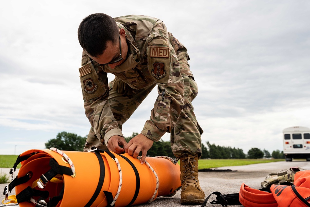 Airmen and Soldiers team up for medical evacuation training