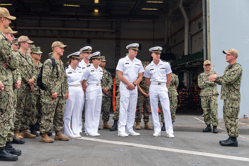 USNA Midshipmen tour USS Portland (LPD 27)