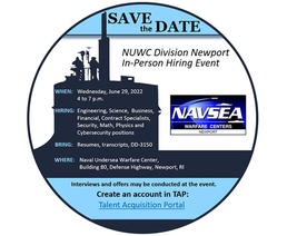 NUWC Division Newport to hold in-person hiring event for scientists, engineers on June 29