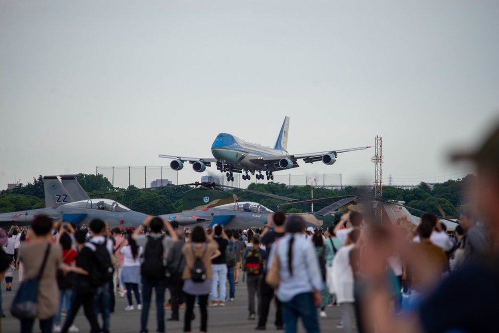 Air Force One Lands at Yokota Air Base