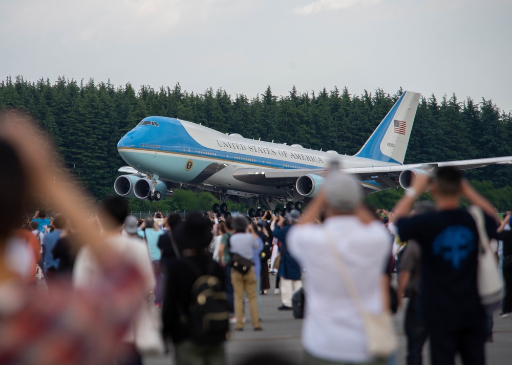 Air Force One Lands at Yokota Air Base