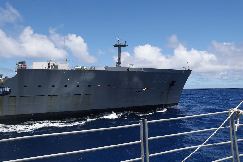 Mobile Bay conducts a replenishment-at-sea with Yukon