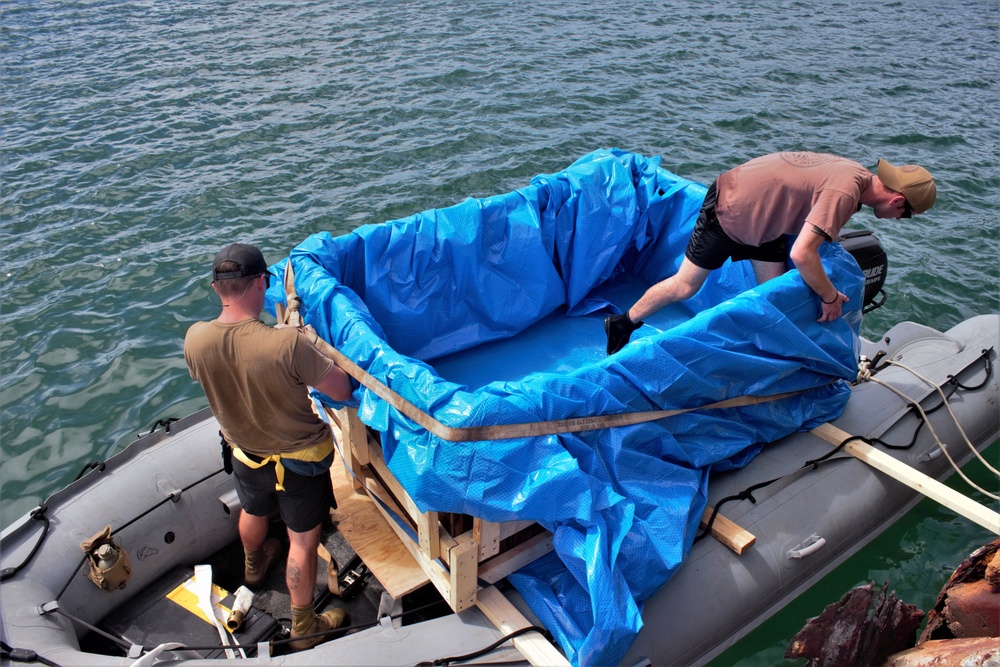 UCT-2 and NMCB-3 Conducts Repairs of Roll-on, Roll-off Discharge Facility in Tinian Harbor