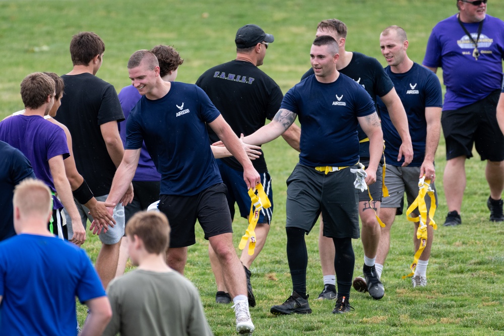 181st IW plays flag football with Sullivan High School