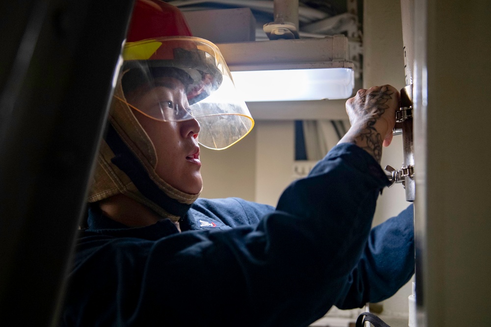 Spruance Conducts General Quarters Drill