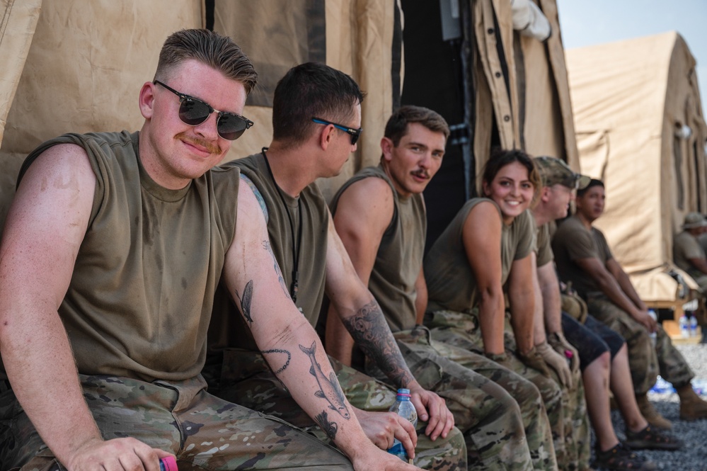 U.S. Airmen with the 75th Expeditionary Airlift Squadron vs. Big ol’ Shelter Tents