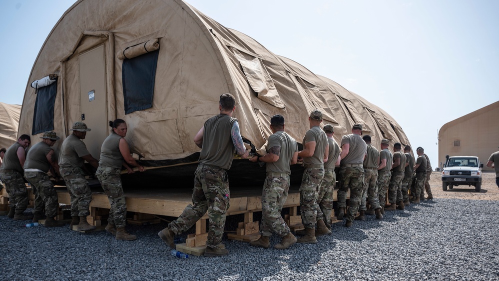 U.S. Airmen with the 75th Expeditionary Airlift Squadron vs. Big ol’ Shelter Tents