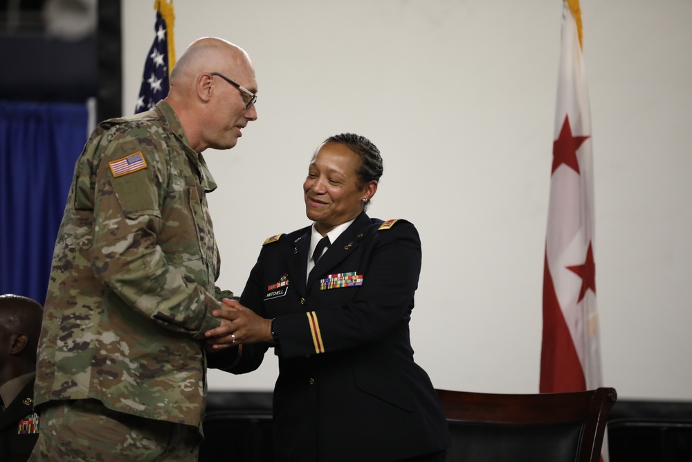 CW3 Sherry D Mithcell and CSM Juan J Mitchell Sr Celebrate Retirement from DC Army National Guard