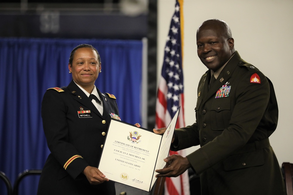 CW3 Sherry D Mithcell and CSM Juan J Mitchell Sr Celebrate Retirement from DC Army National Guard