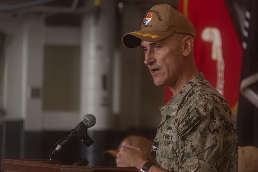 USS New Orleans hosts PHIBRON 11 Change of Command Ceremony
