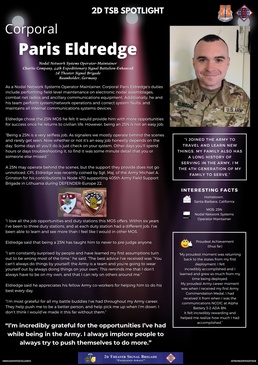 2d TSB #Spotlight — Corporal Paris Eldredge