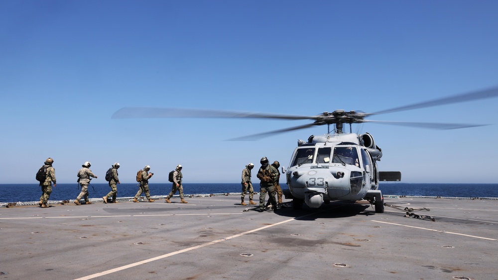 HMS Defender conducts a mass casualty exercise during BALTOPS22