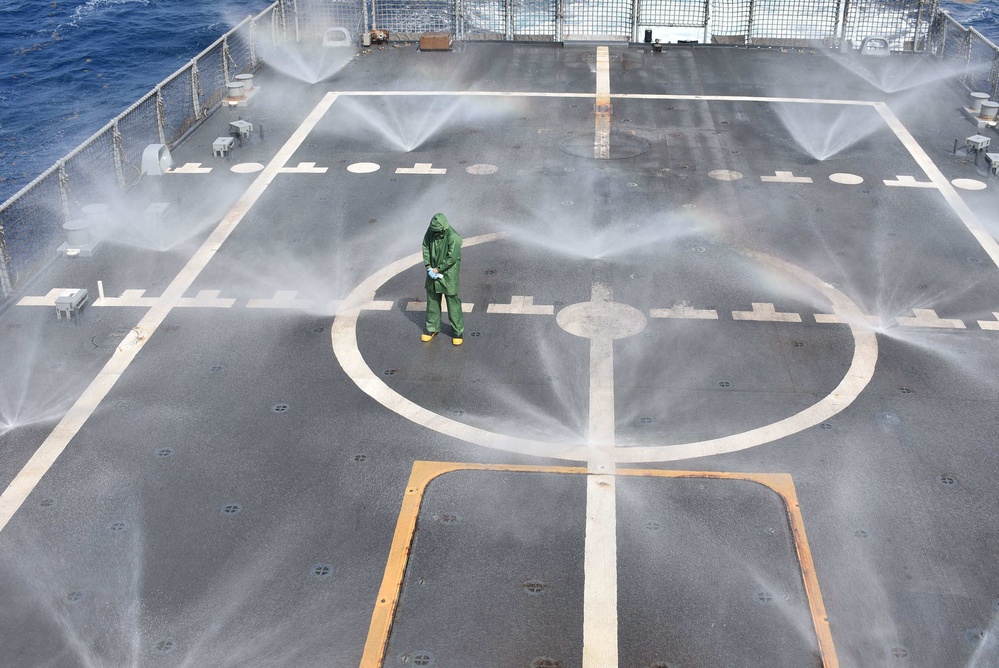 USS Billings Conducts Maintenance on AFFF Sprinkler System