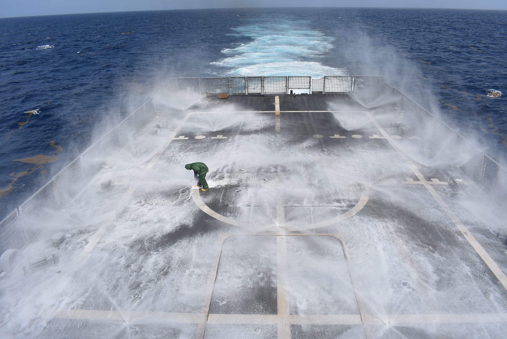 USS Billings Conducts Maintenance on AFFF Sprinkler System