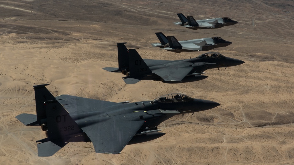 65 AGRS reactivation in-flight over Vegas with F-35A Lightning II