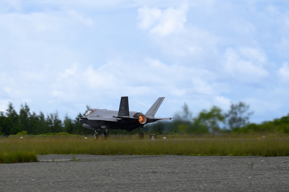 Eielson F-35s take off from Palau during VS22