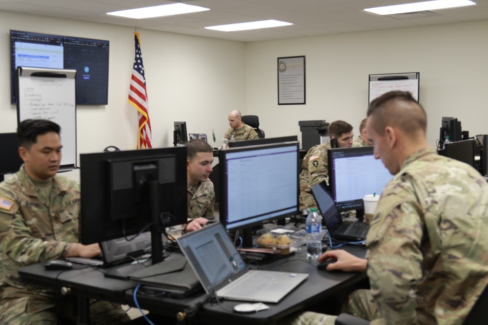 Washington National Guard Defensive Cyber Operations Element Collaborates Together to Defend the Network During Cyber Shield 2022.