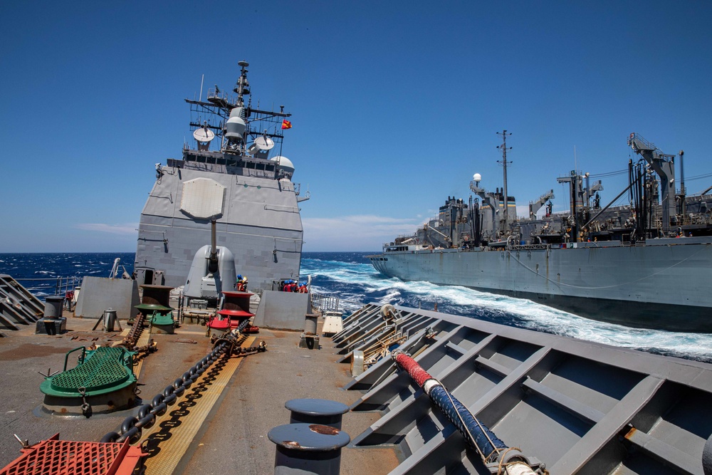 USS San Jacinto conducts replenishment at sea