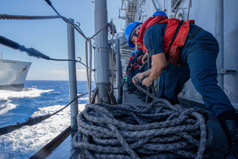 USS San Jacinto conducts replenishment at sea