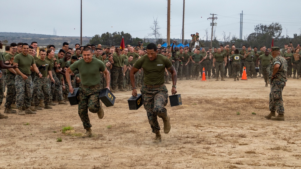 U.S. Marines and Sailors with 1st Supply Battalion conduct a Field Meet