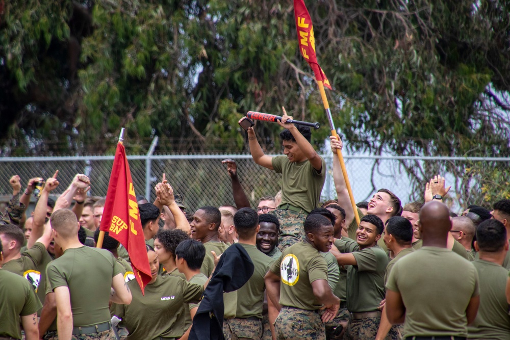 U.S. Marines and Sailors with 1st Supply Battalion conduct a Field Meet