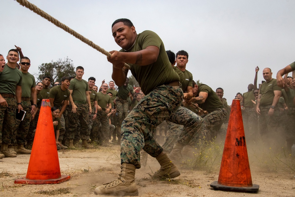 U.S. Marines and Sailors with 1st Supply Battalion conduct a Field Meet