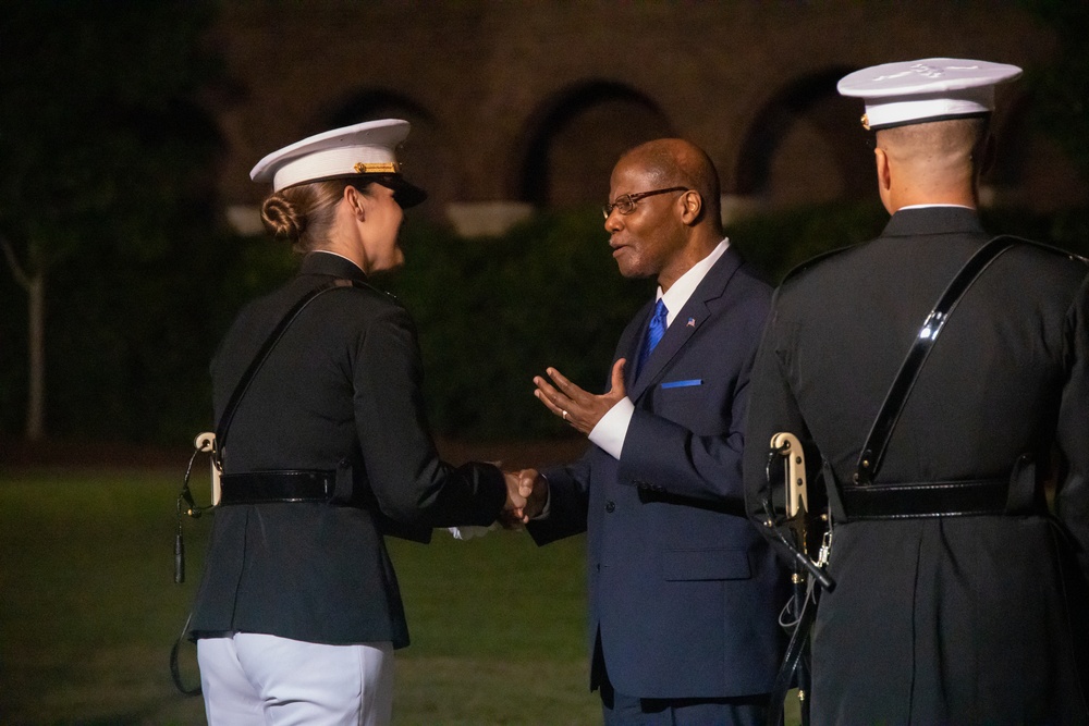 Marine Barracks Washington performs an outstanding evening parade.