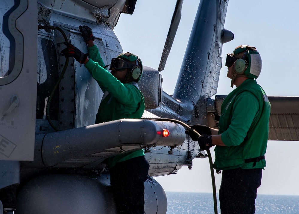 USS Leyte Gulf (CG 55) flight operations.