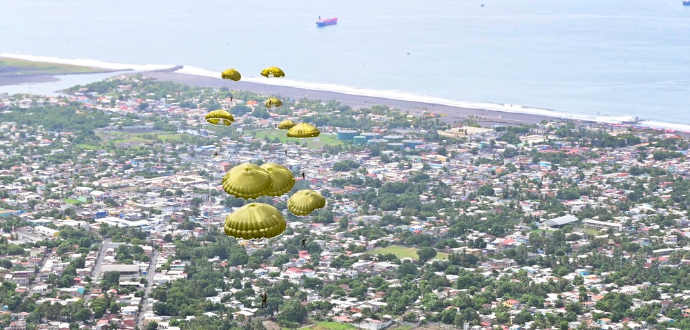 Soldiers conducts airborne operations over Guatemala