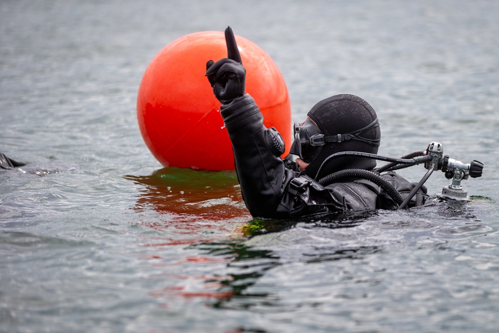 Latvian navy divers conduct training