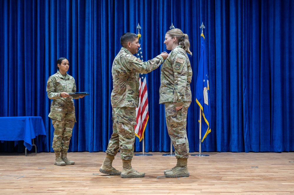 386th ELRS change of command: Maj. Shawn D. Cameron succeeds Maj. Angela L. Petersen