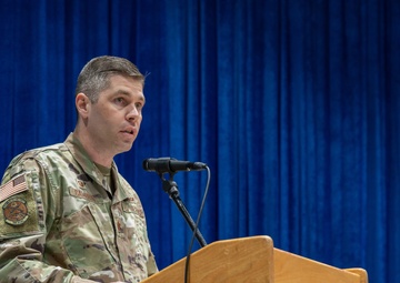 386th ELRS change of command: Maj. Shawn D. Cameron succeeds Maj. Angela L. Petersen