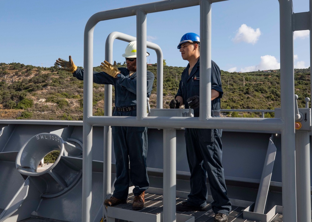 USS Hershel "Woody" Williams (ESB 4) Departs Naval Support Activity Souda Bay, Greece.