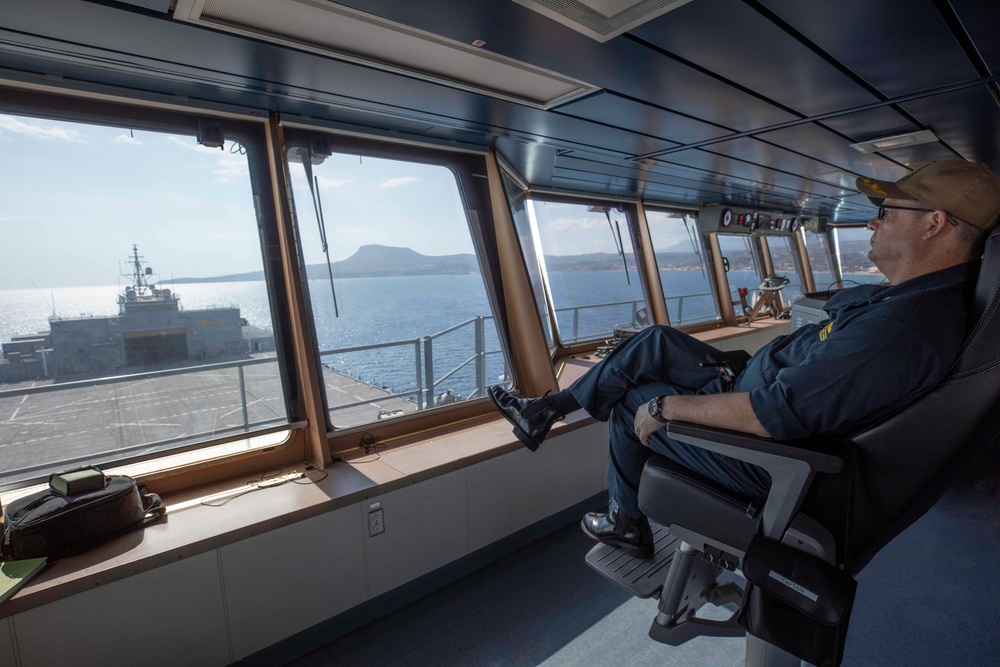 USS Hershel "Woody" Williams (ESB 4) Departs Naval Support Activity Souda Bay, Greece.