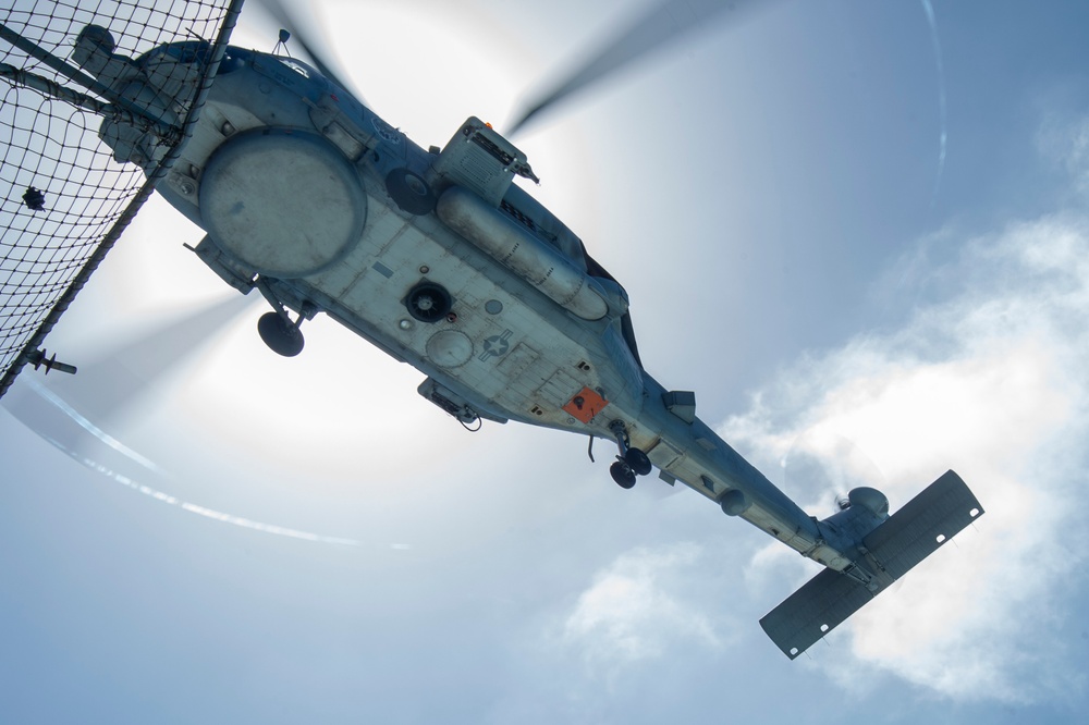 MH 60R Seahawk Approaches To Land On Flight Deck