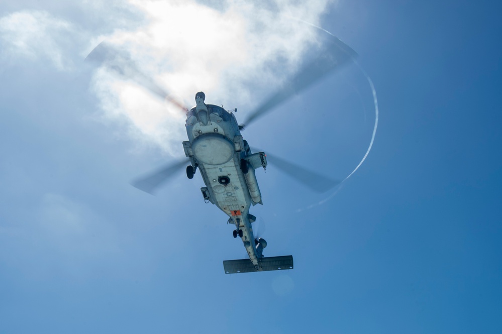 MH 60R Seahawk Prepares To Land On Flight Deck