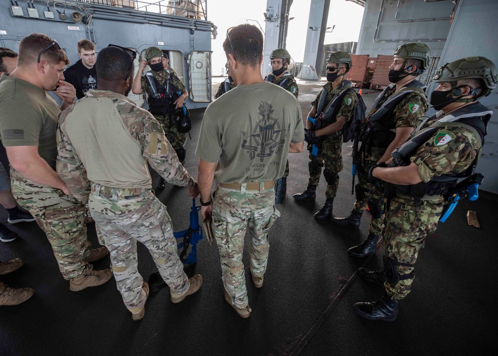 USS Hershel "Woody" Williams (ESB 4) Conducts Visit, Board, Search, and Seizure Drill with the Algerian Navy During Phoenix Express 22.