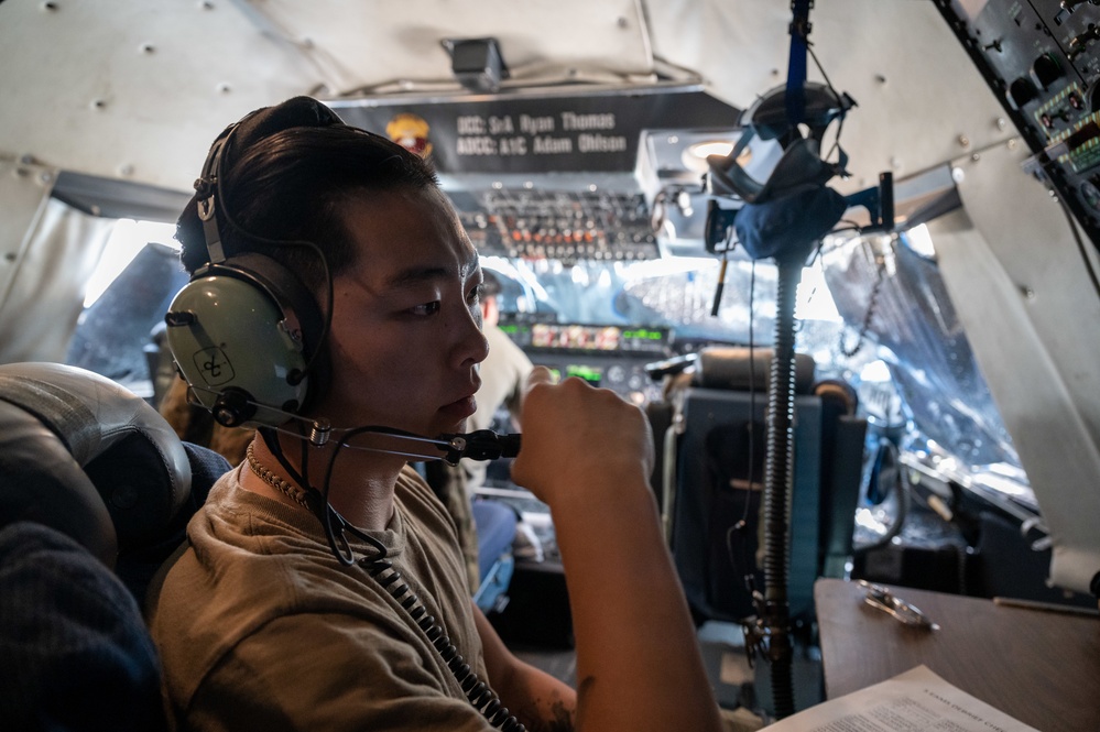 5th EAMS maintain and refuel a C-5 Super Galaxy aircraft