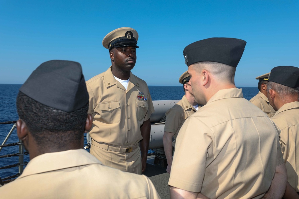 USS Cole Conducts a replenishment at sea with USNS Supply