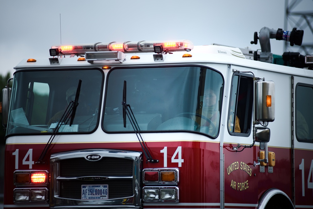 110th Wing Firefighters receive live building fire training during Japan DFT