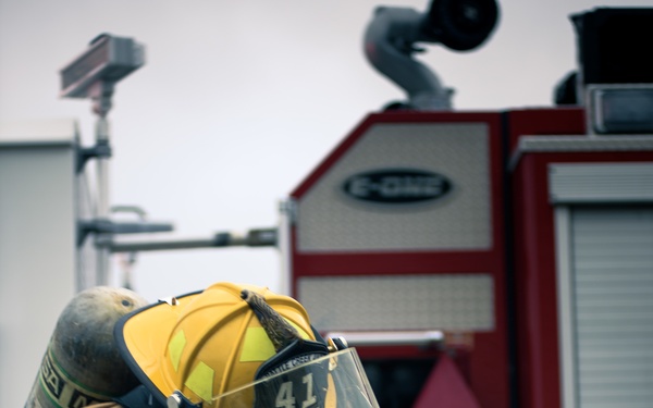 110th Wing Firefighters receive live building fire training during Japan DFT