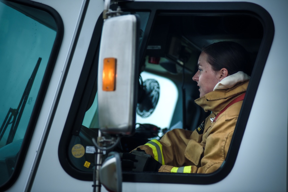 110th Wing Firefighters receive live building fire training during Japan DFT