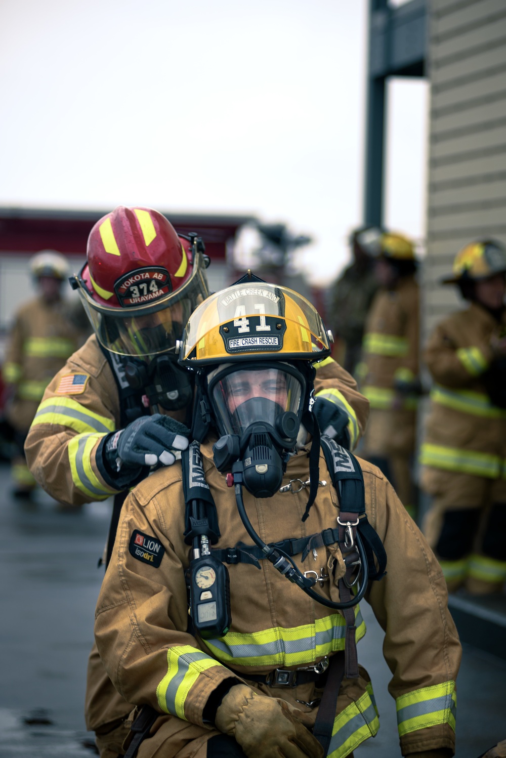 110th Wing Firefighters receive live building fire training during Japan DFT