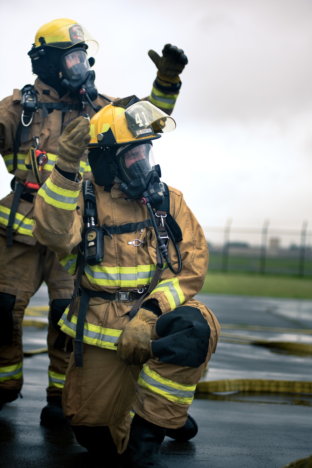 110th Wing Firefighters receive live building fire training during Japan DFT