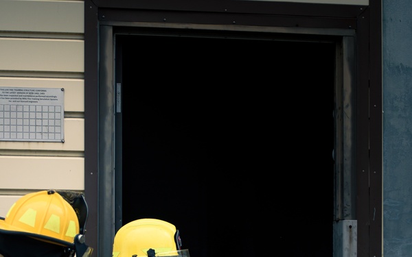 110th Wing Firefighters receive live building fire training during Japan DFT