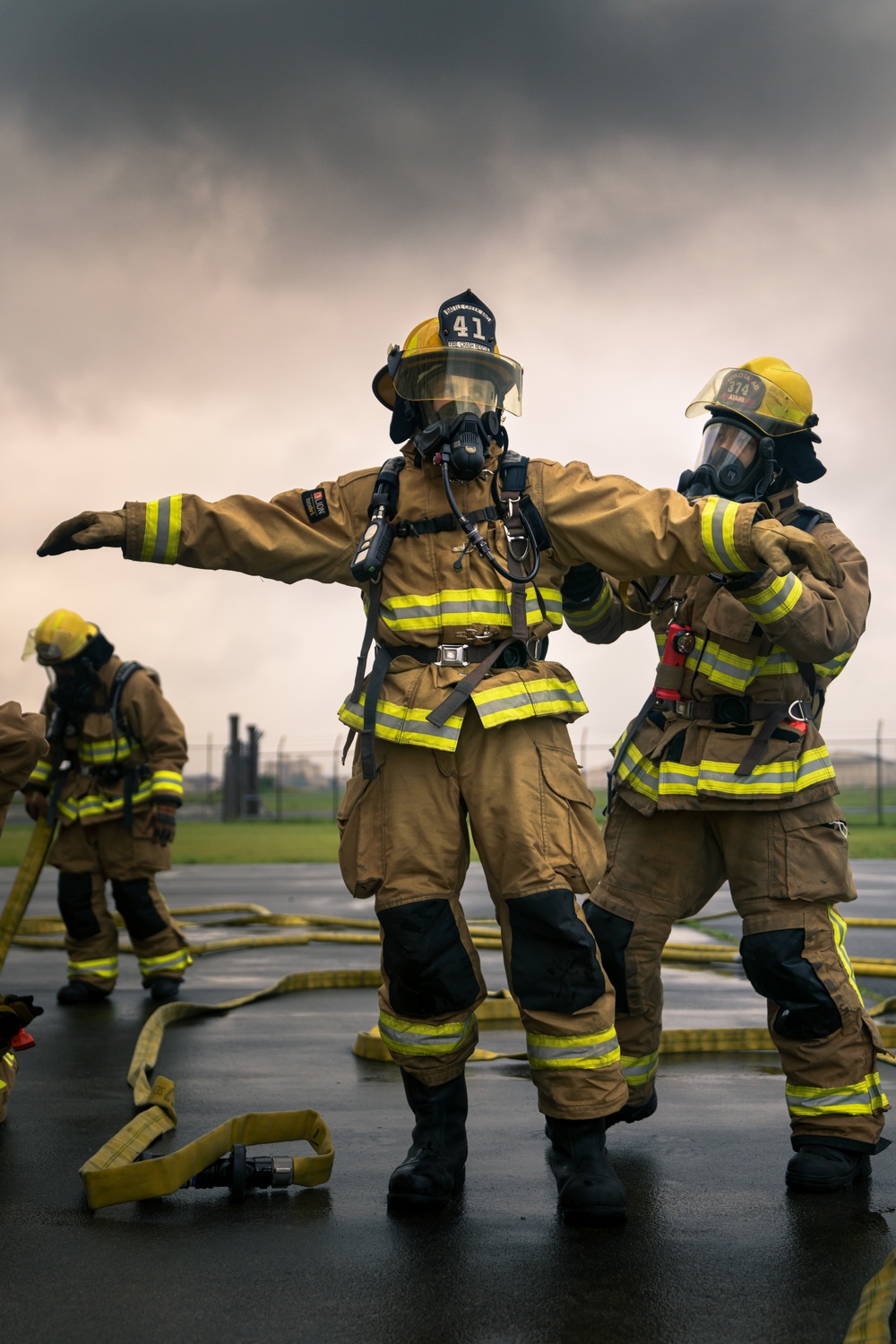 110th Wing Firefighters receive live building fire training during Japan DFT