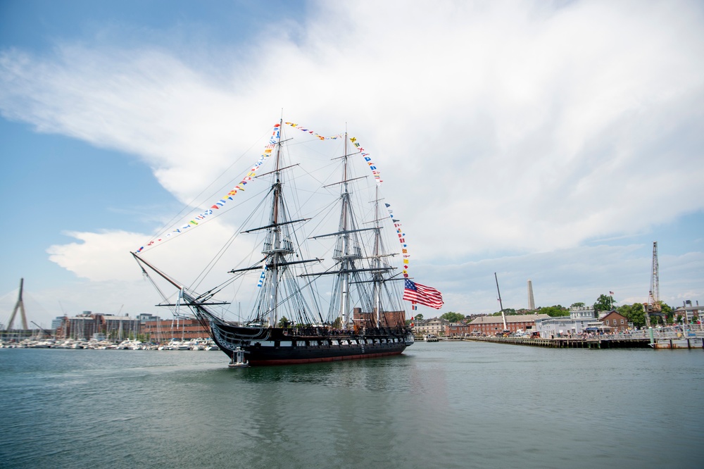 USS Constitution goes underway in Boston Harbor