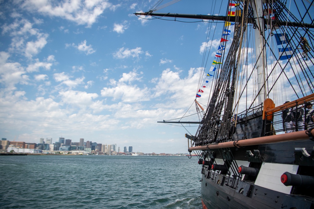 USS Constitution goes underway in Boston Harbor