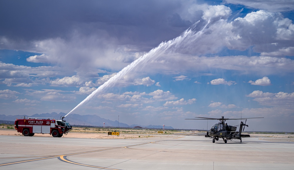 LTC Michael Gourges conducts his final flight in an AH-64D Apache Helicopter