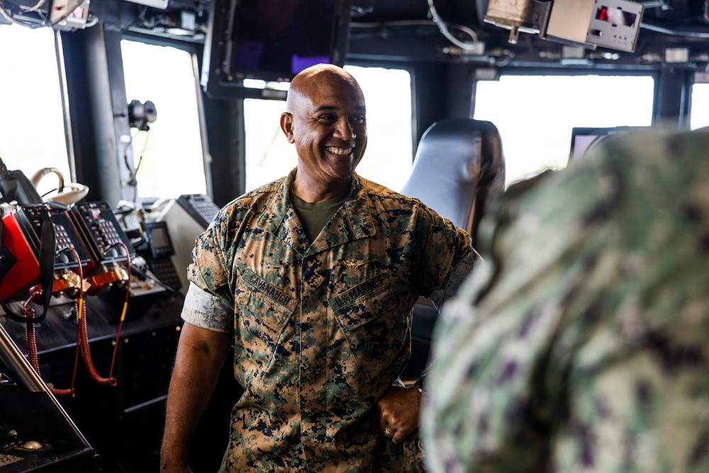 Major General Cavanaugh visits USS Frank E. Petersen, Jr. (DDG-121)